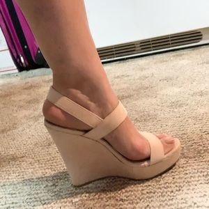 Liliana Nude/Tan Wedge Sandals